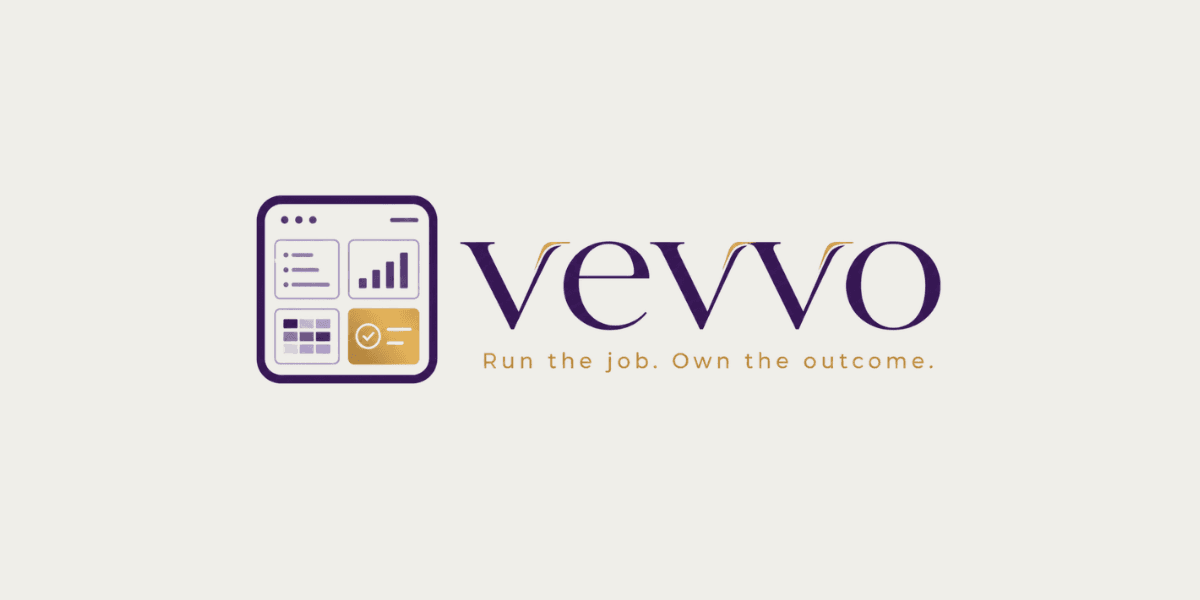 VEVVO logo representing contractor management software for estimating, scheduling, invoicing, and project management.