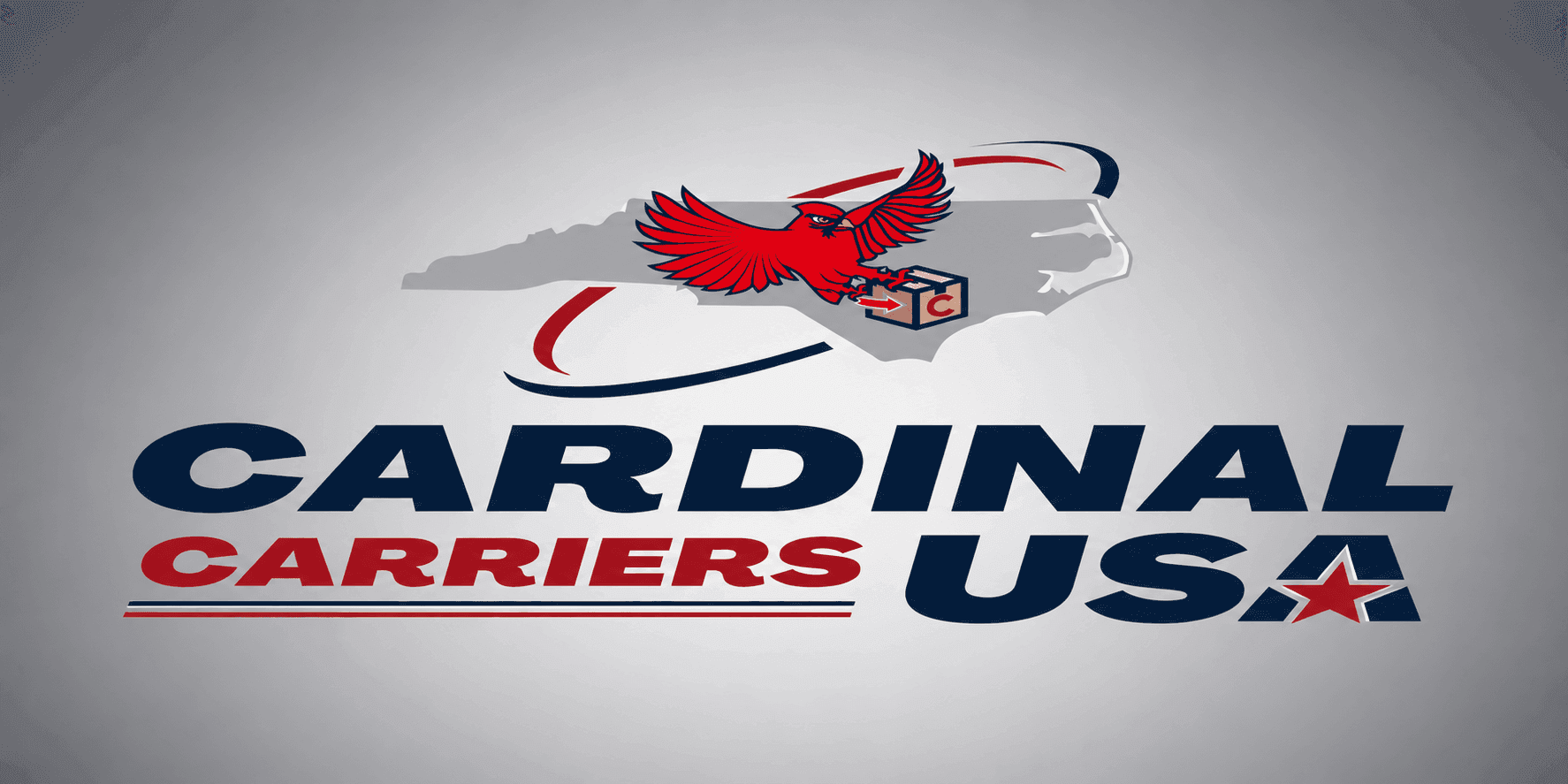 Cardinal Carriers USA logo featuring a red cardinal carrying a box over a North Carolina silhouette.