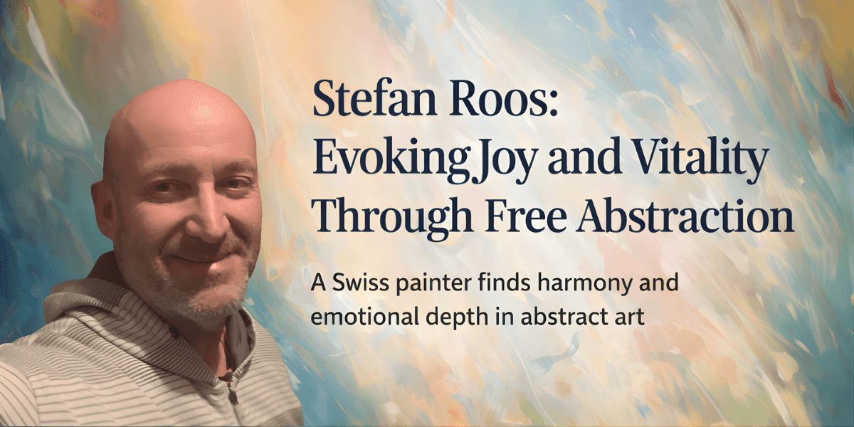 Stefan Roos, Swiss painter, blending vibrant colors and free abstraction to evoke joy and emotional depth.