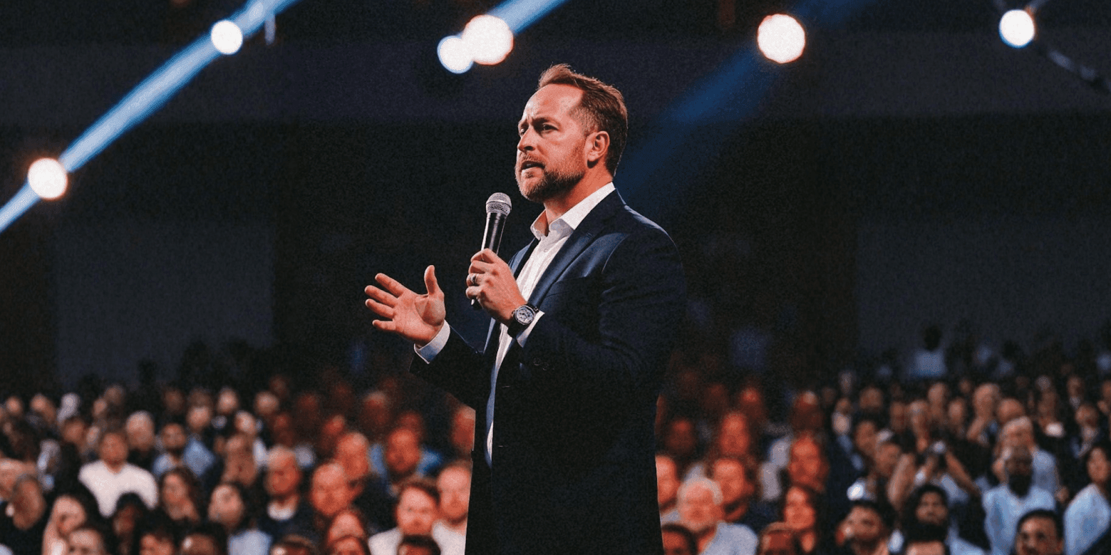 Garrath Robinson speaking at a high-stakes event, discussing modern GTM strategies and decision-making in complex organizational environments.