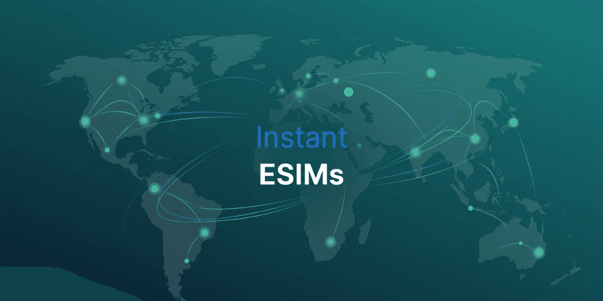 World map with connected routes illustrating InstantESIMs global eSIM coverage across multiple international destinations.