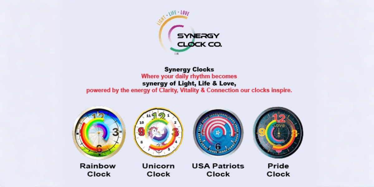 "Synergy Clocks: Inspiring creativity, motivation, and positivity through unique, silent timepieces for home, office, and schools."