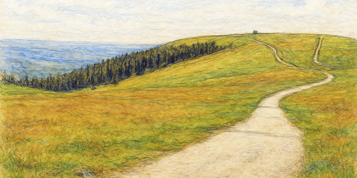 "Meandering Mind" – A landscape illustration blending scientific data with emotional and lyrical visual elements.