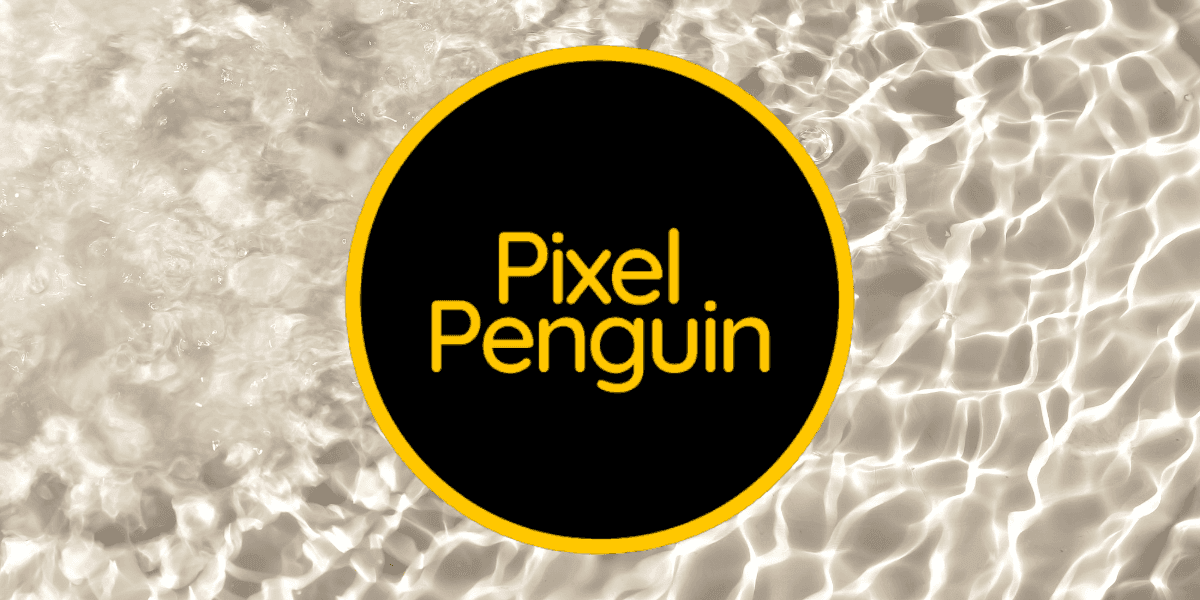 "Pixel Penguin logo featuring a bold yellow font on a black circular background, designed for brand recognition and digital marketing."
