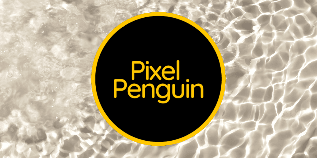 "Pixel Penguin logo featuring a bold yellow font on a black circular background, designed for brand recognition and digital marketing."