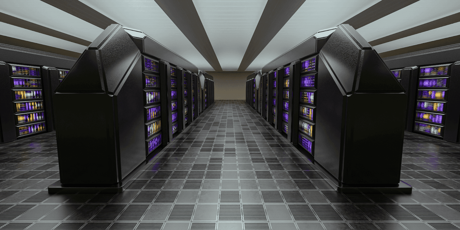 "Rows of advanced high-capacity server racks in a modern data center, representing Viking Data Centers’ AI infrastructure, power scalability, and innovation."