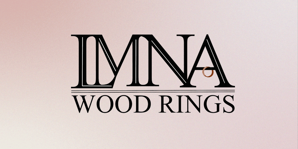LMNA Wood Rings logo with stylized lettering and a small wooden ring on the letter "A".