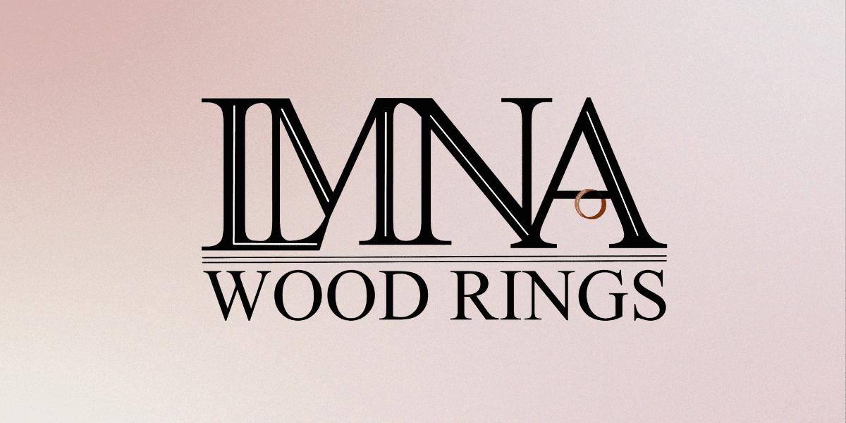 LMNA Wood Rings logo with stylized lettering and a small wooden ring on the letter "A".