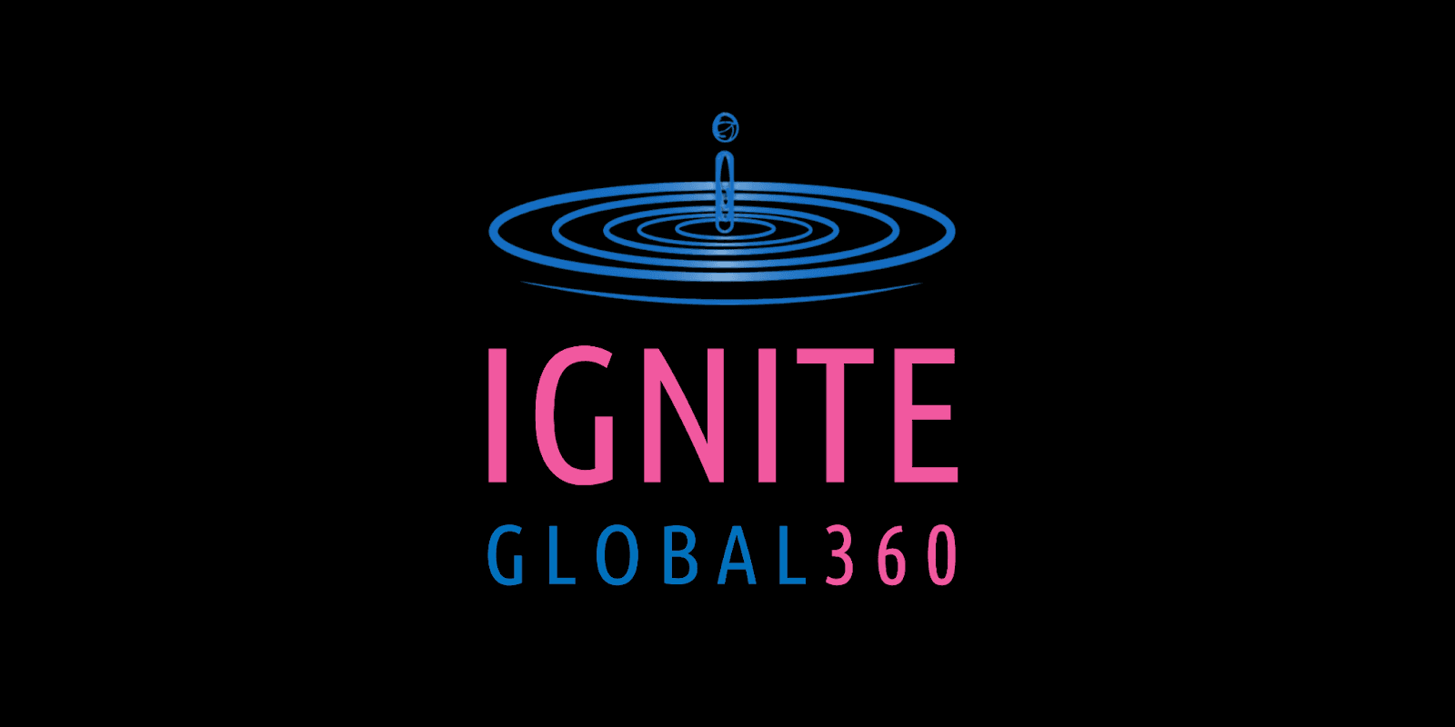 Ignite Global 360 logo with blue and pink water ripple design, symbolizing innovation and global impact.