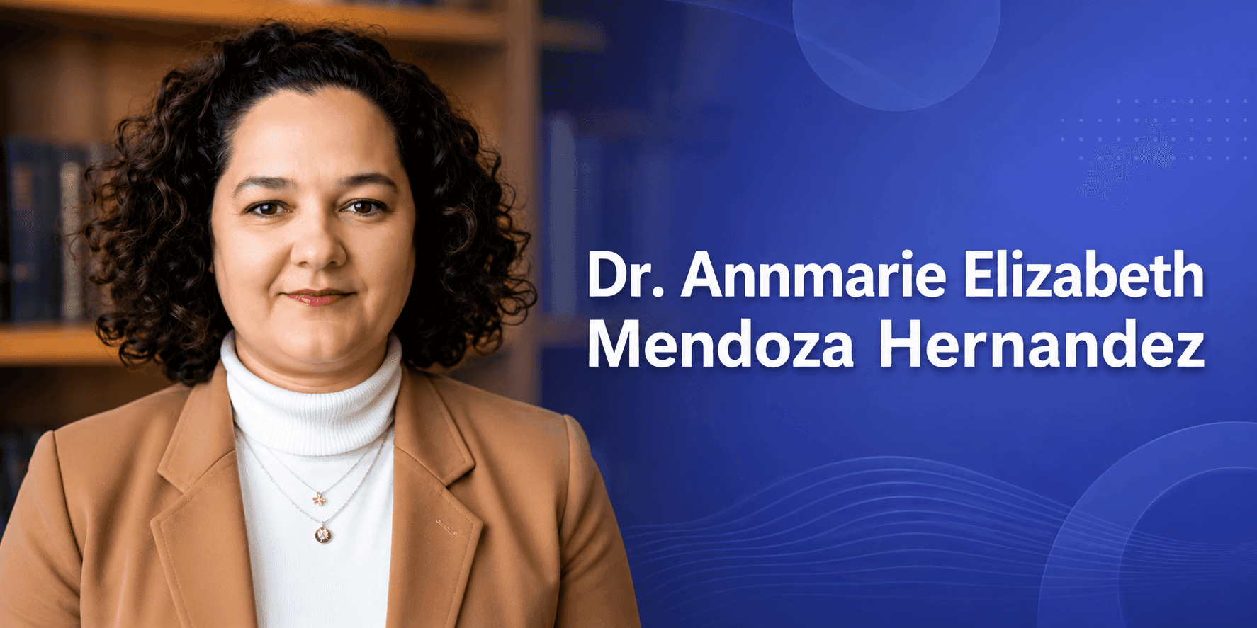 Professional portrait of Dr. Annmarie Elizabeth Mendoza Hernández with name displayed, promoting neurodivergent inclusion and NeuroBridge Learning.