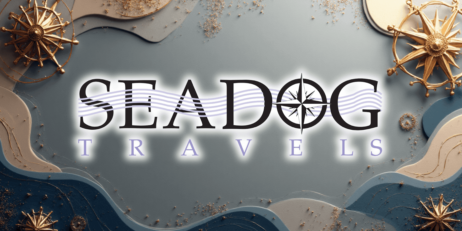 "Seadog Travels logo, symbolizing sustainable ocean tourism with luxury experiences and a strong commitment to marine conservation and education."