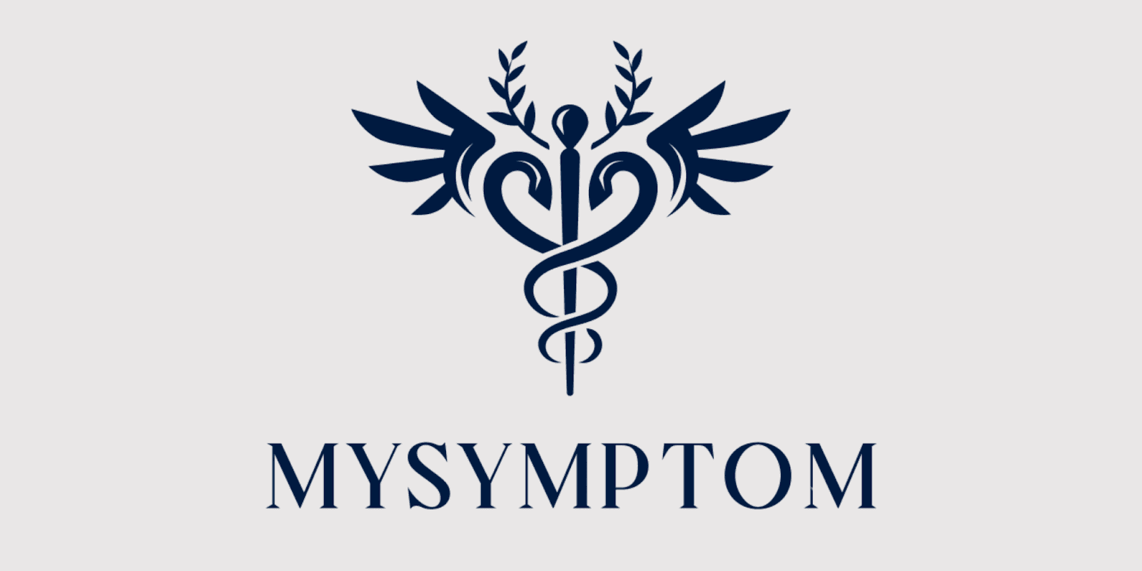Logo of MySymptom.AI featuring a medical caduceus symbol with wings and laurel branches.