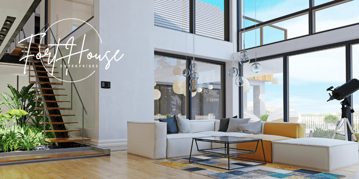 Modern office space with a view, showcasing Fort House Enterprises’ commitment to transparent, client-first business lending solutions.