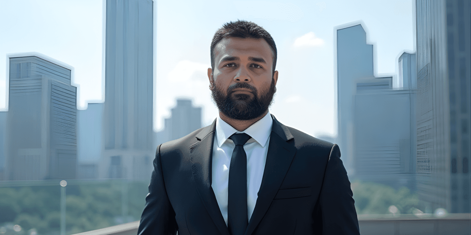Man in a suit standing on a rooftop, symbolizing disciplined, sustainable business growth without venture capital.