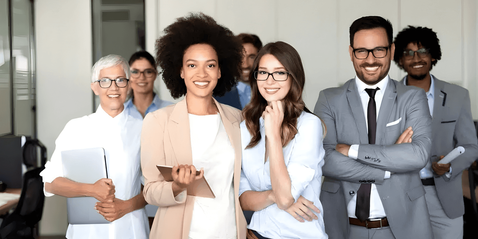 A diverse, professional team of experts, representing Hire CFO's fractional CFO services, offering strategic financial leadership for SMEs.