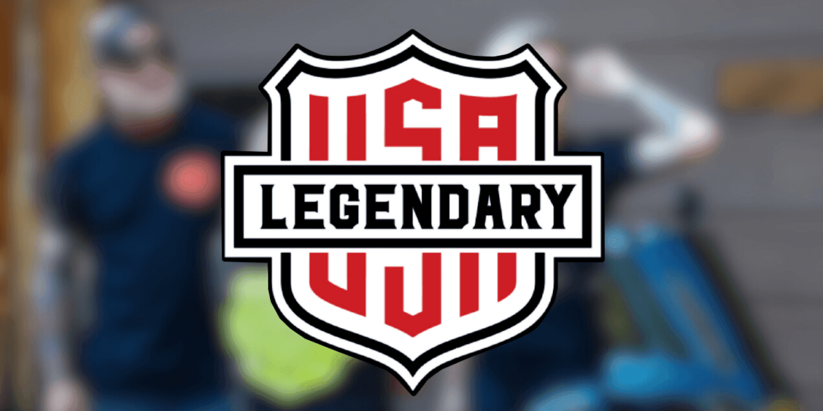 USA Legendary motorcycle brand logo in red, black, and white shield design, representing American custom bike culture and biker lifestyle