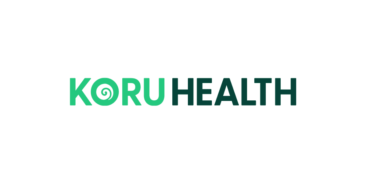 Koru Health logo with green spiral design in the letter "O".