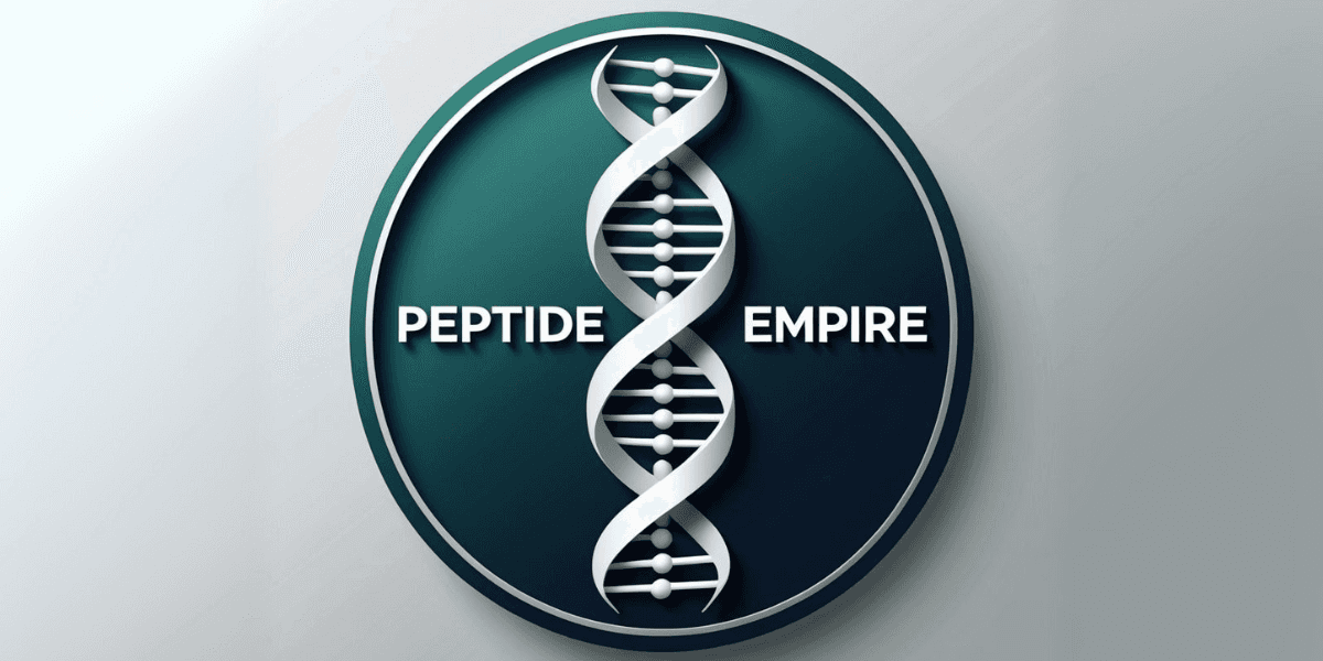 Peptide Empire logo featuring a DNA helix with the words "Peptide" and "Empire" on either side.