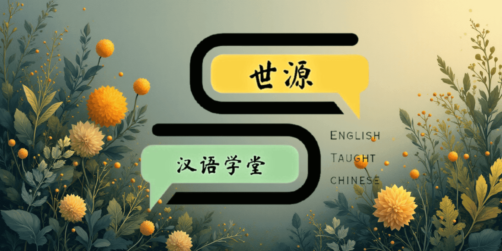 Shi Yuan Chinese Learning Centre logo with floral design, representing personalized Mandarin lessons, cultural experiences, and flexible learning.