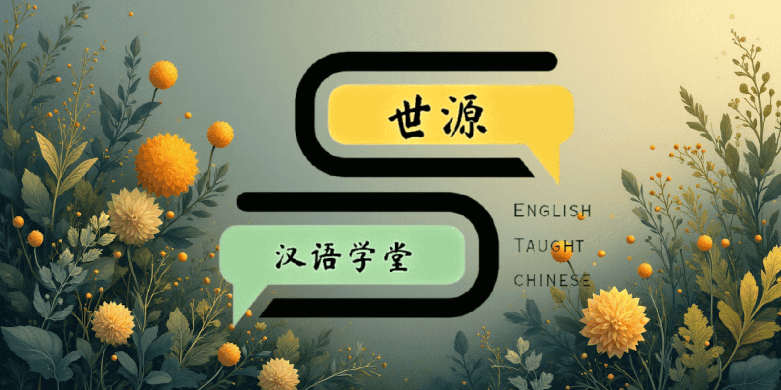 Shi Yuan Chinese Learning Centre logo with floral design, representing personalized Mandarin lessons, cultural experiences, and flexible learning.
