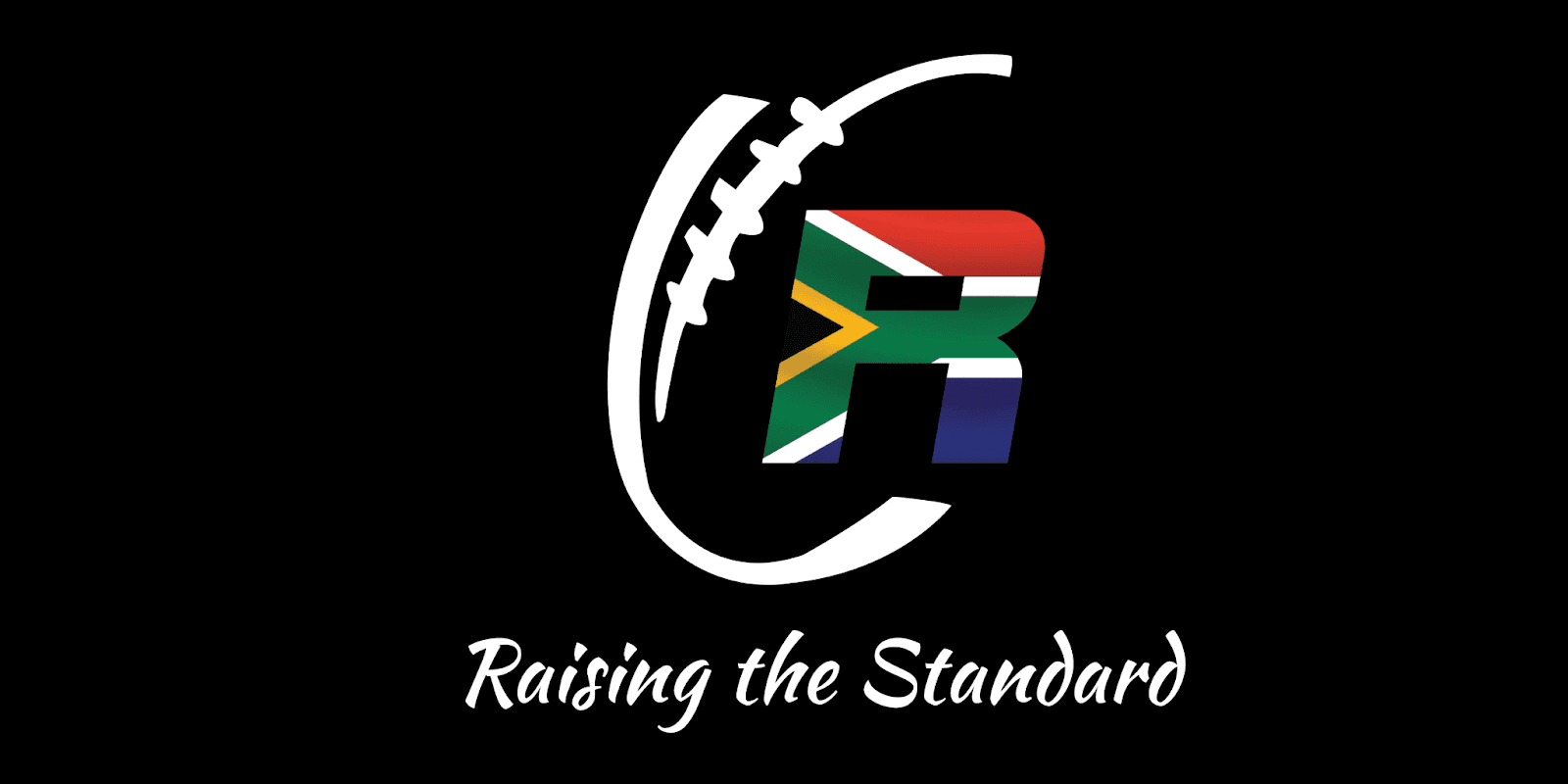 SAFFA Rugby logo featuring a rugby ball with a South African flag and the words 'Raising the Standard'.