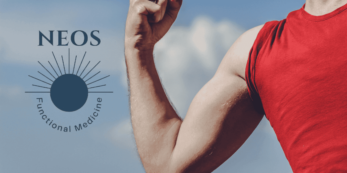 "Neos Functional Medicine logo with emphasis on personalized care for men's health, focusing on hormone therapy and metabolic optimization."