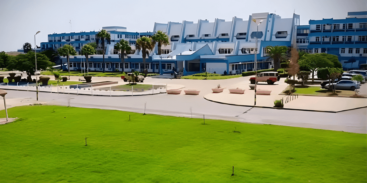"Exterior view of Ibn Sina Educational Hospital in Sirte, showcasing its advanced medical facilities and commitment to healthcare innovation."
