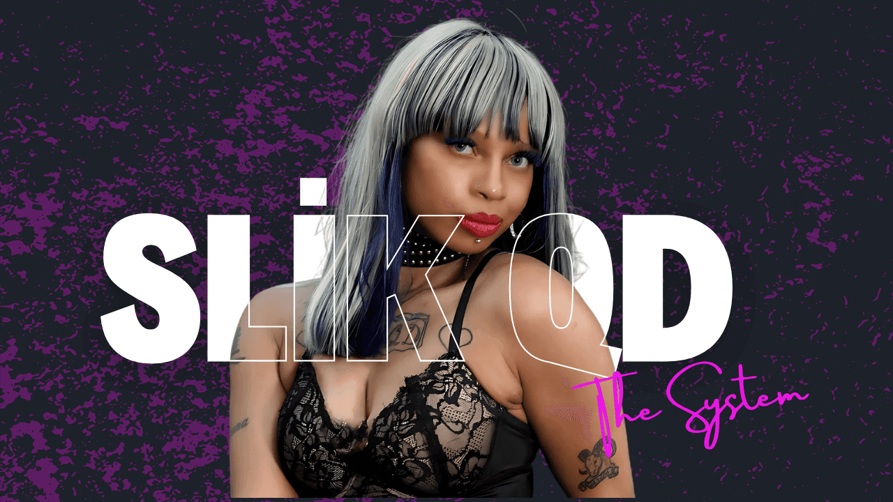 Slik QD - The System album cover featuring a striking image of the artist with bold, colorful hair and edgy style. The album artwork captures the essence of bold, rebellious music with a modern twist.