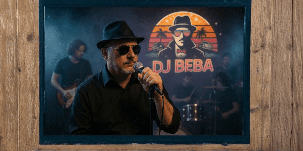 DJ Beba performing live with his band, embodying his unique blend of emotion and diverse musical styles.