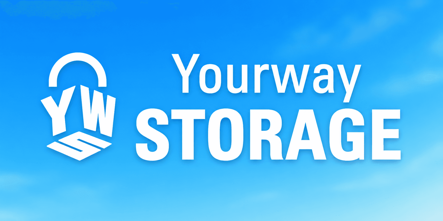 YourWay Storage logo and name in white on a blue gradient background.
