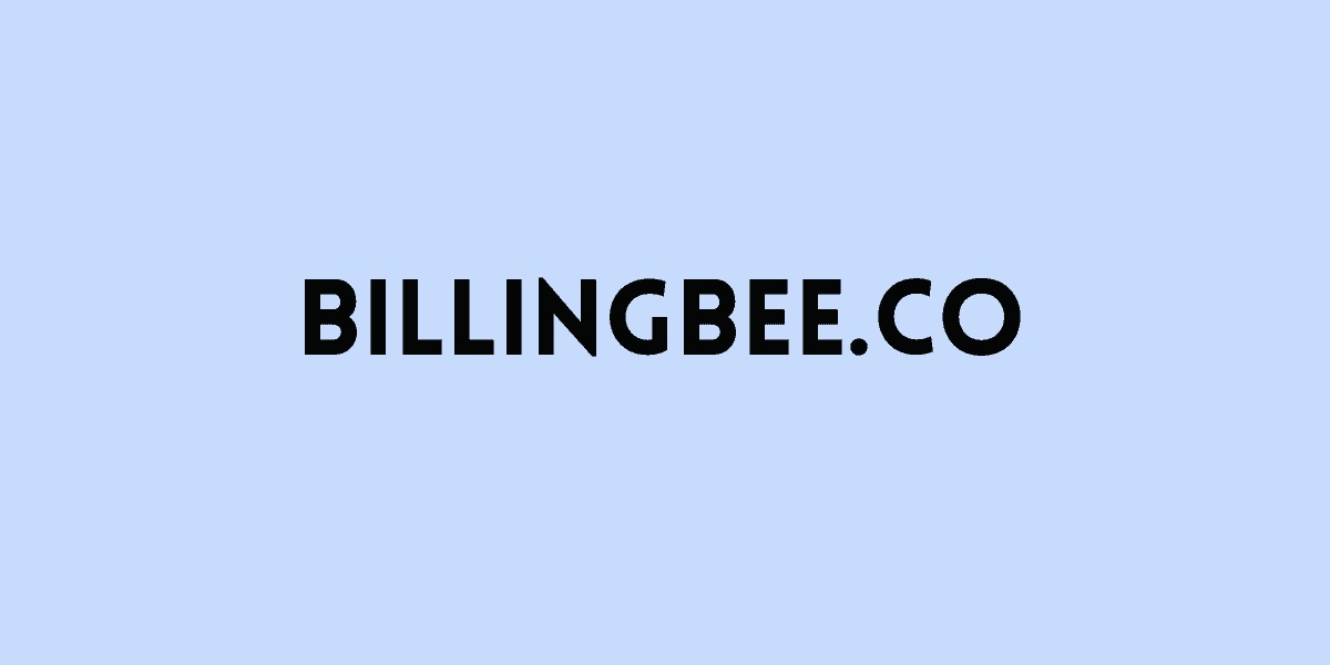 BillingBee.co logo on a simple blue background, highlighting a professional billing and payment platform designed to simplify the billing process.
