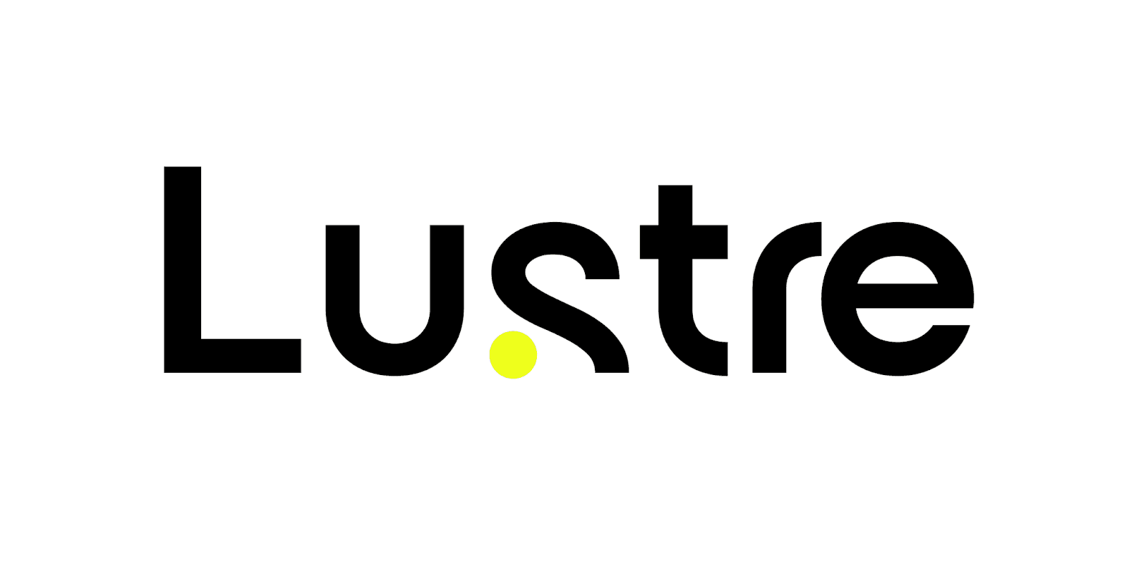 The logo features the word "Lustre" with a bright yellow dot replacing the letter "i".