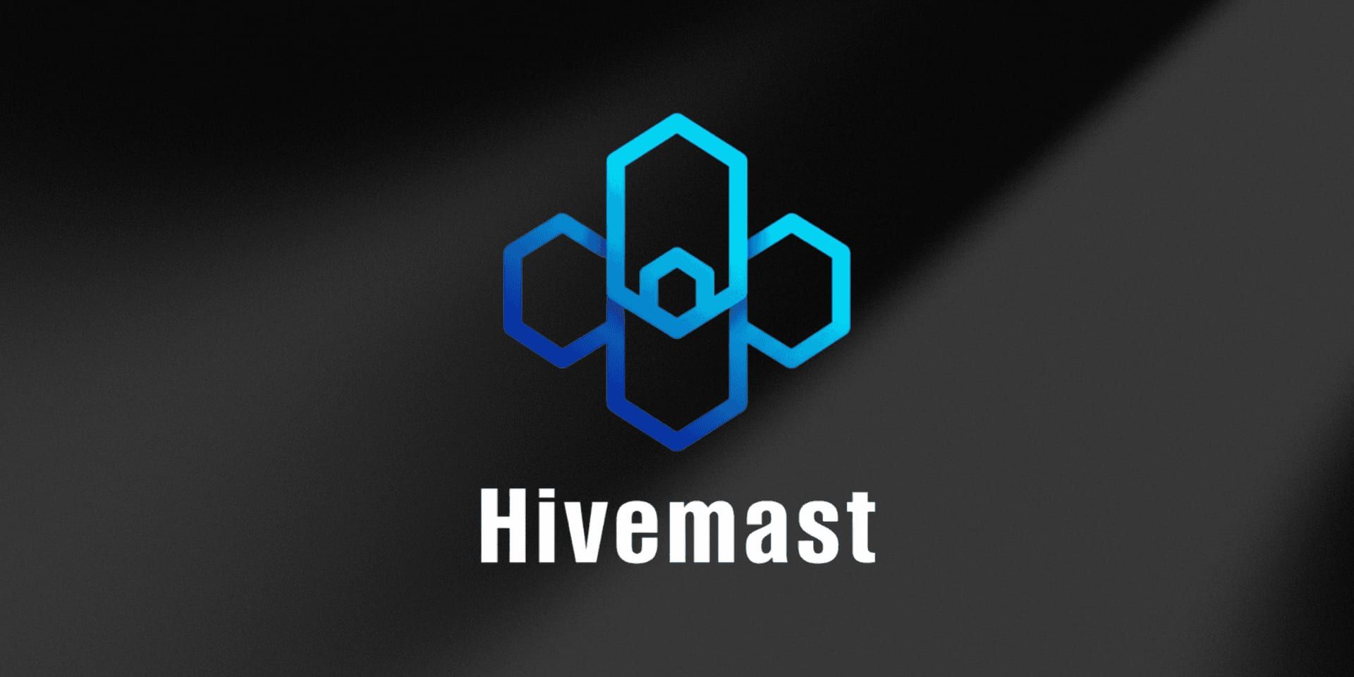 Hivemast logo with blue hexagonal design on dark background.