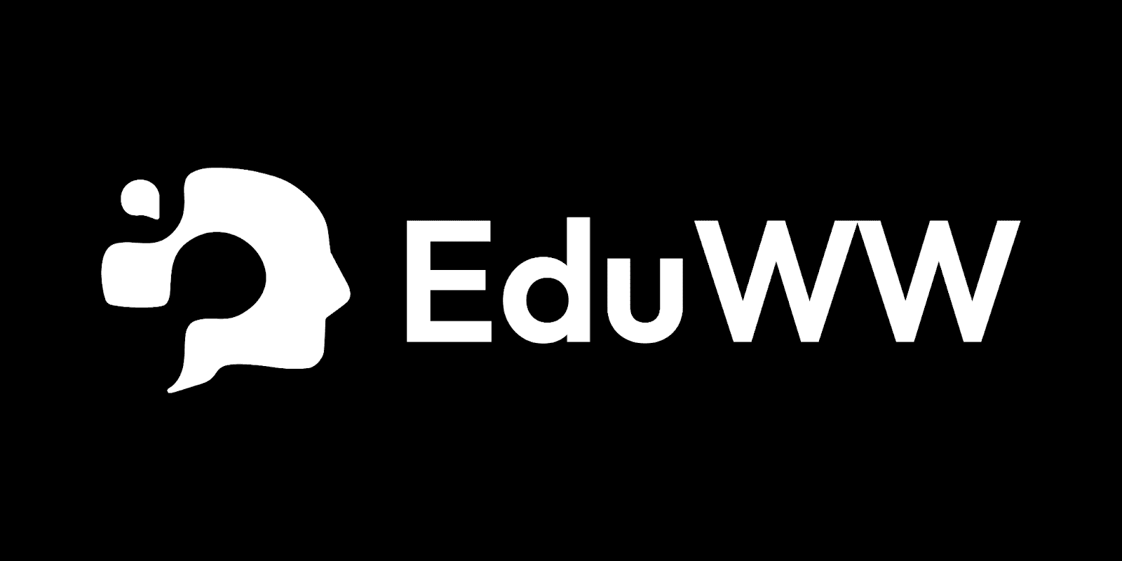 EduWW logo with a minimalist design featuring a white head silhouette next to bold "EduWW" text on a black background.