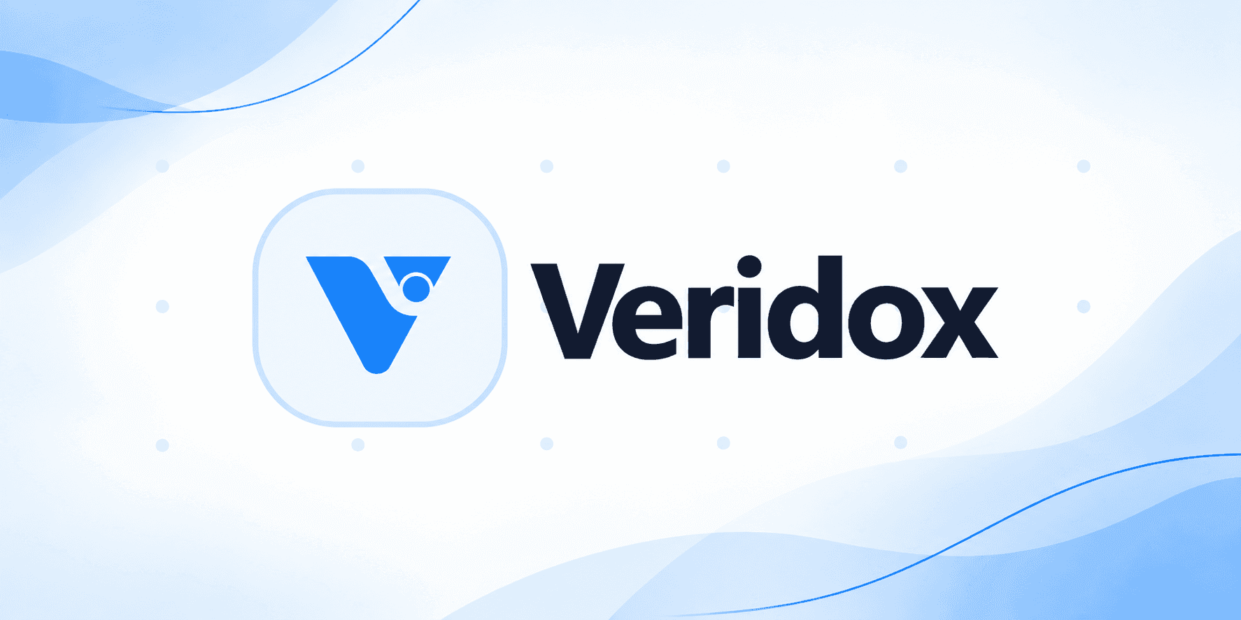 Veridox logo displayed on a white background with blue wave graphics.