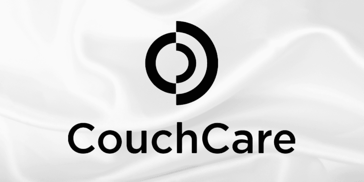 CouchCare logo displayed on a white fabric background.