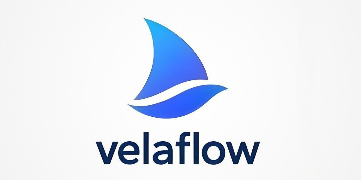 Velaflow logo featuring a sleek sail icon in blue tones, representing a user-directed social media platform focused on transparency.