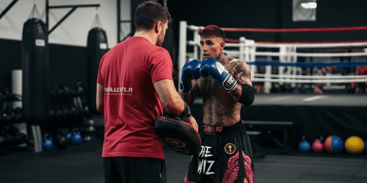 Santiago Mastoridis trains in the gym, embodying discipline and resilience in both fighting and entrepreneurship.