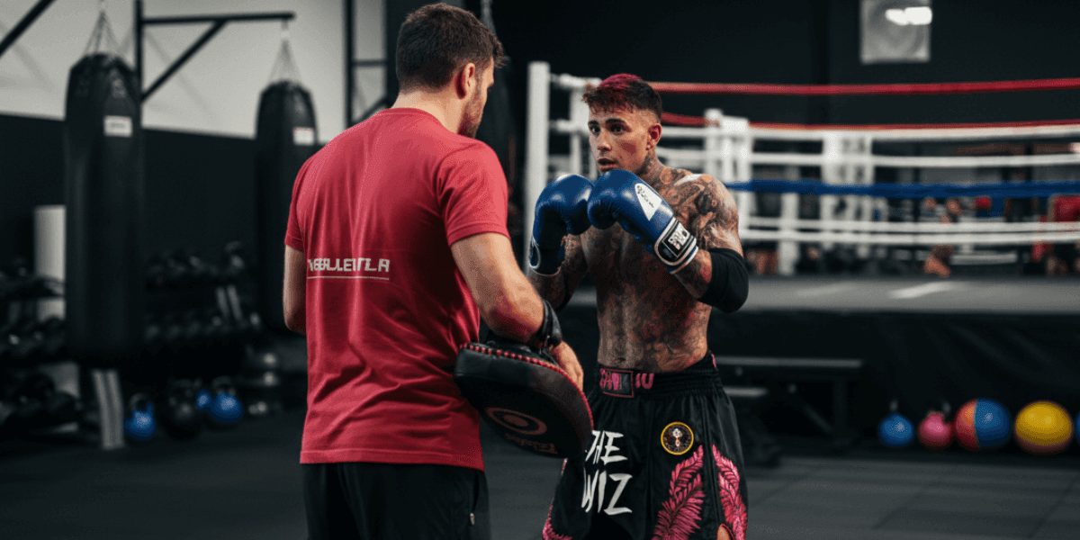 Santiago Mastoridis trains in the gym, embodying discipline and resilience in both fighting and entrepreneurship.