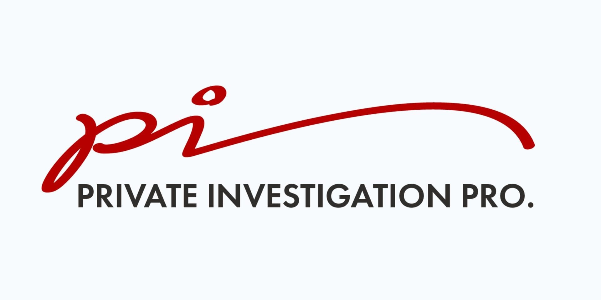 Private Investigation Pro logo with red script and bold black company name.