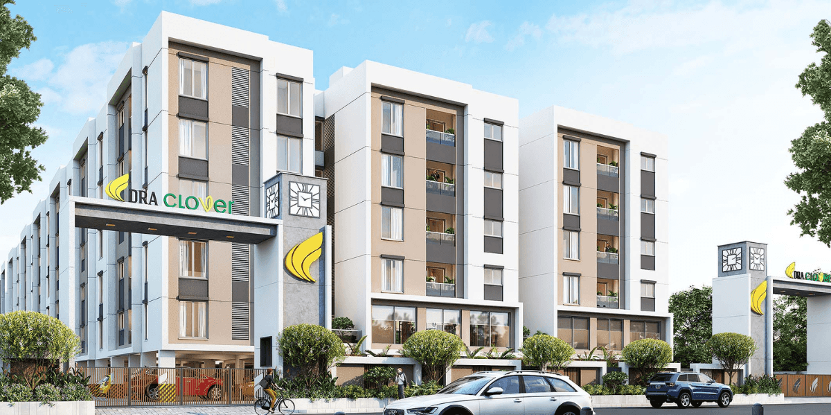 Modern residential complex by DRA Homes offering spacious flats in Chennai, designed for comfort, convenience, and sustainable urban living.