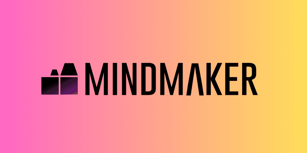 Mindmaker logo displayed on a vibrant, colorful background, symbolizing leadership in AI strategy and decision-making.