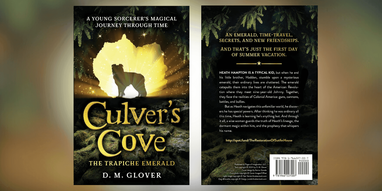 Book cover of Culver's Cove: The Trapiche Emerald, blending magic and history in a young boy's time-travel adventure.