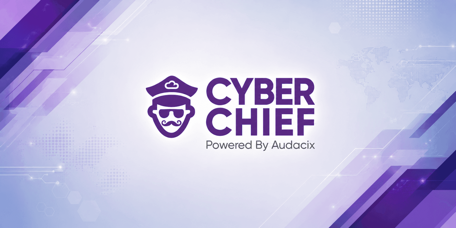 Cyber Chief powered by Audacix logo on a purple technology-themed background.