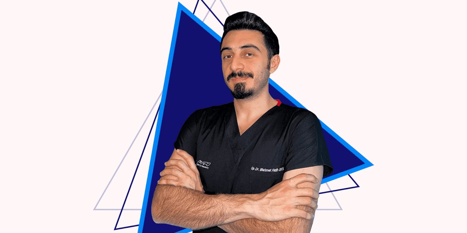 "Dr. Mehmet Fatih Okyay, renowned plastic surgeon specializing in gender-affirming procedures, posing confidently in a medical setting."