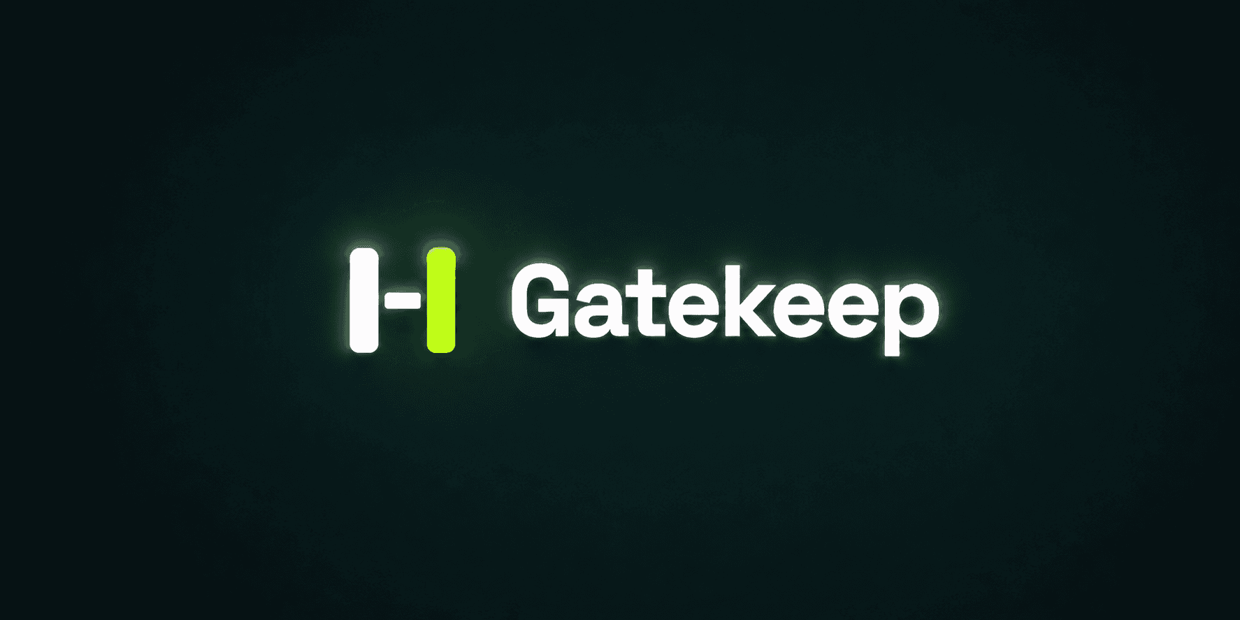 Gatekeep logo in white and bright green against a dark teal background.