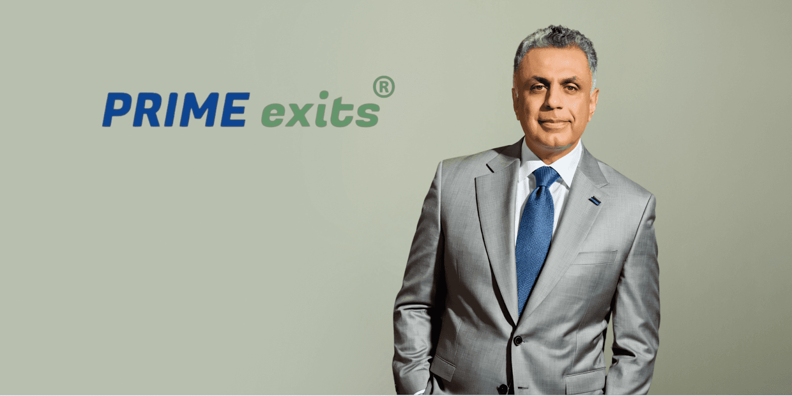 Dr. Allen Nazeri in suit beside PRIME exits® logo on light background.