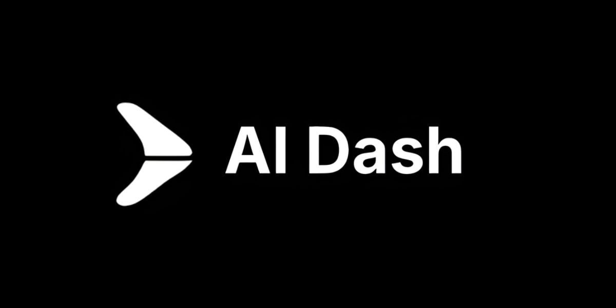 AI Dash logo with sleek arrow design and clear font, representing actionable AI intelligence for entrepreneurs and solopreneurs.