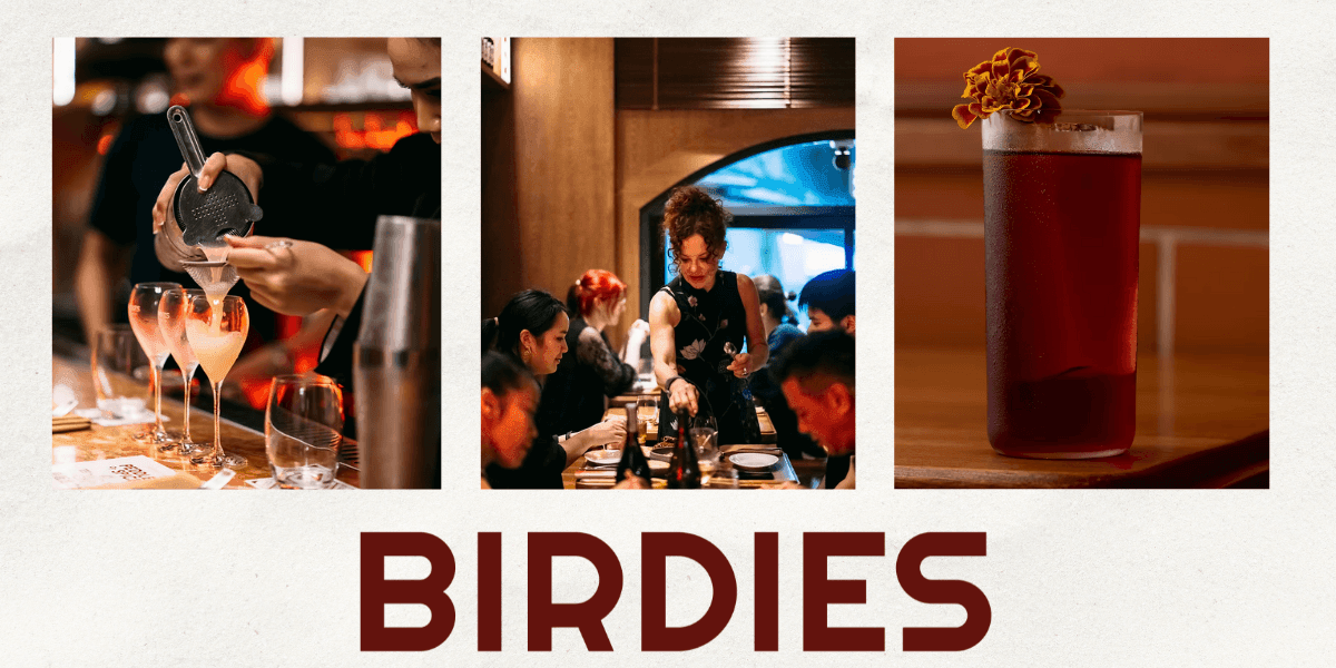 "Birdies Bangkok logo showcasing a vibrant dining experience, emphasizing culinary creativity, hospitality, and global influences in a relaxed setting."