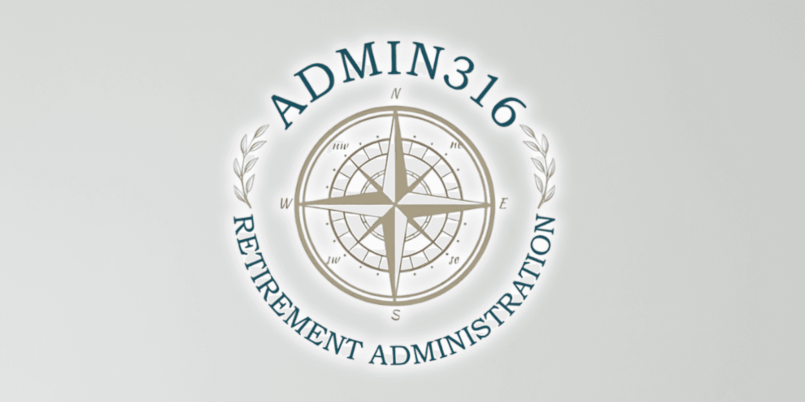 Admin316 Retirement Administration logo featuring a compass design with the company name and tagline.